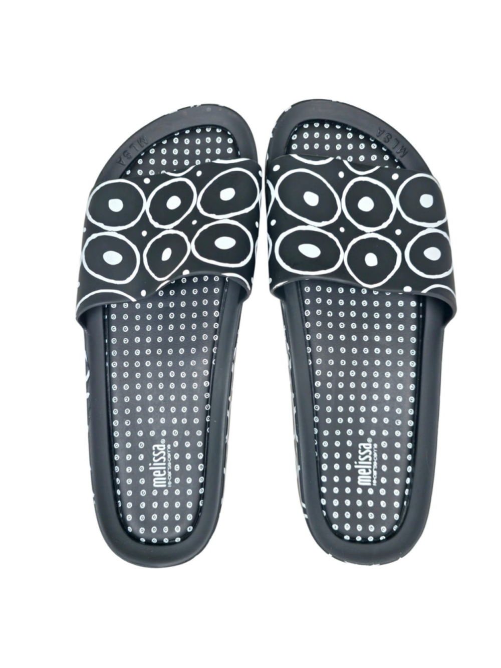 Melissa 10 Corso Como Slides Womens 12 Black Graphic Designer Sandals - Picture 2 of 10